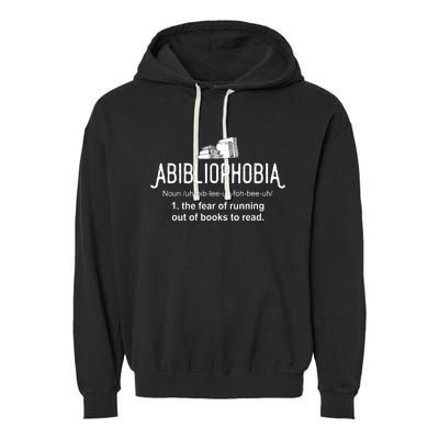 Abibliophobia Definition Librarian Reading Books Lover Garment-Dyed Fleece Hoodie