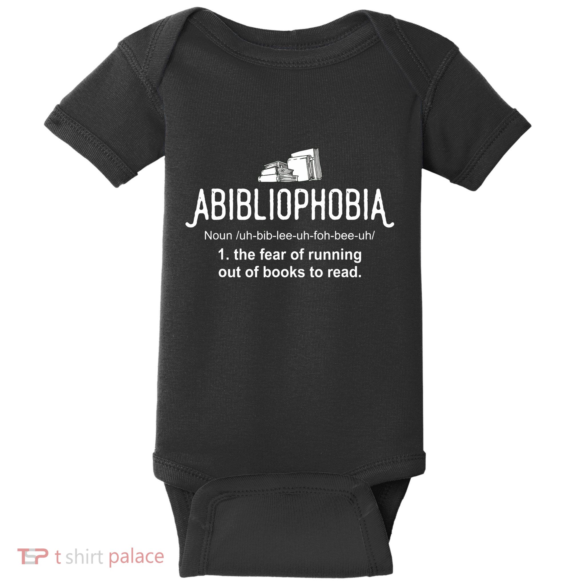 Abibliophobia Definition Librarian Reading Books Lover Baby Bodysuit