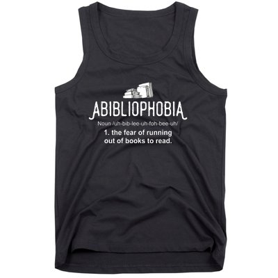 Abibliophobia Definition Librarian Reading Books Lover Tank Top