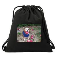 Apple Dog Meme Funny Dog With Apple In Mouth Funny Brainrot Drawstring Bag
