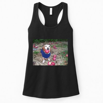 Apple Dog Meme Funny Dog With Apple In Mouth Funny Brainrot Womens Tank Top