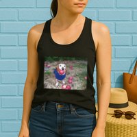 Apple Dog Meme Funny Dog With Apple In Mouth Funny Brainrot Womens Tank Top
