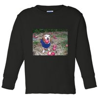 Apple Dog Meme Funny Dog With Apple In Mouth Funny Brainrot Toddler Long Sleeve Shirt