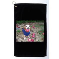 Apple Dog Meme Funny Dog With Apple In Mouth Funny Brainrot Golf Towel