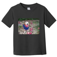 Apple Dog Meme Funny Dog With Apple In Mouth Funny Brainrot Toddler T-Shirt