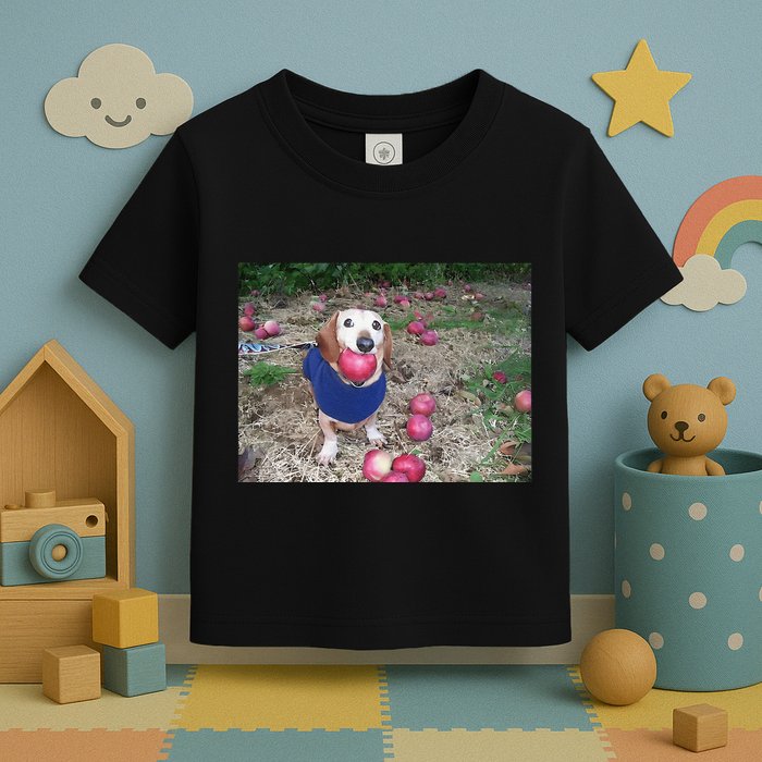 Apple Dog Meme Funny Dog With Apple In Mouth Funny Brainrot Toddler T-Shirt