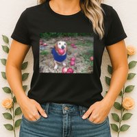 Apple Dog Meme Funny Dog With Apple In Mouth Funny Brainrot Womens T-Shirt