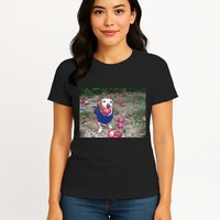 Apple Dog Meme Funny Dog With Apple In Mouth Funny Brainrot Womens T-Shirt