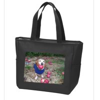 Apple Dog Meme Funny Dog With Apple In Mouth Funny Brainrot Zip Tote Bag