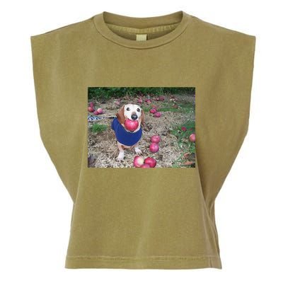 Apple Dog Meme Funny Dog With Apple In Mouth Funny Brainrot Garment-Dyed Women's Muscle Tee