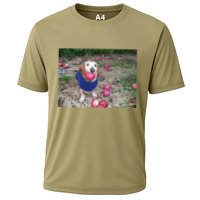 Apple Dog Meme Funny Dog With Apple In Mouth Funny Brainrot Performance Shirt