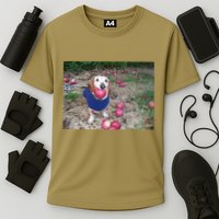 Apple Dog Meme Funny Dog With Apple In Mouth Funny Brainrot Performance Shirt