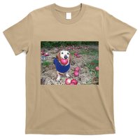 Apple Dog Meme Funny Dog With Apple In Mouth Funny Brainrot T-Shirt