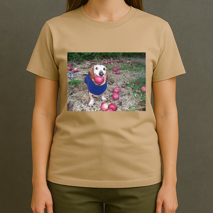 Apple Dog Meme Funny Dog With Apple In Mouth Funny Brainrot T-Shirt