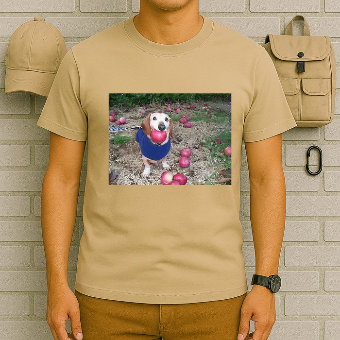 Apple Dog Meme Funny Dog With Apple In Mouth Funny Brainrot T-Shirt