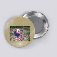 Apple Dog Meme Funny Dog With Apple In Mouth Funny Brainrot Button