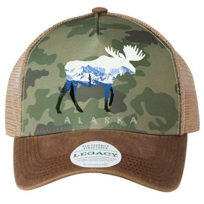 Alaska Day Moose Snowy Mountain Legacy Tie Dye Trucker Hat