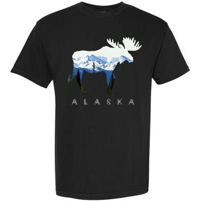 Alaska Day Moose Snowy Mountain Garment-Dyed Heavyweight T-Shirt