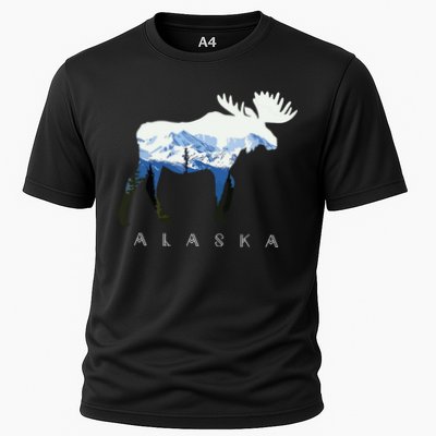 Alaska Day Moose Snowy Mountain Performance Shirt