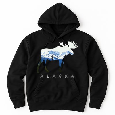 Alaska Day Moose Snowy Mountain Hoodie