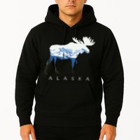 Alaska Day Moose Snowy Mountain Hoodie