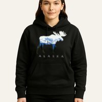 Alaska Day Moose Snowy Mountain Hoodie