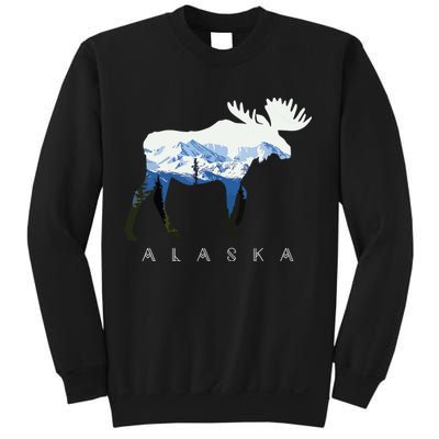 Alaska Day Moose Snowy Mountain Sweatshirt
