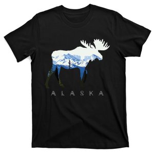 Alaska Day Moose Snowy Mountain T-Shirt