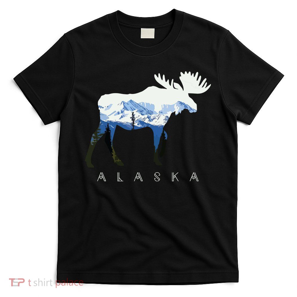 Alaska Day Moose Snowy Mountain T-Shirt