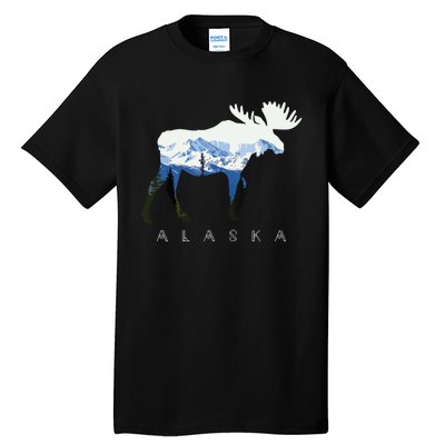 Alaska Day Moose Snowy Mountain Tall T-Shirt