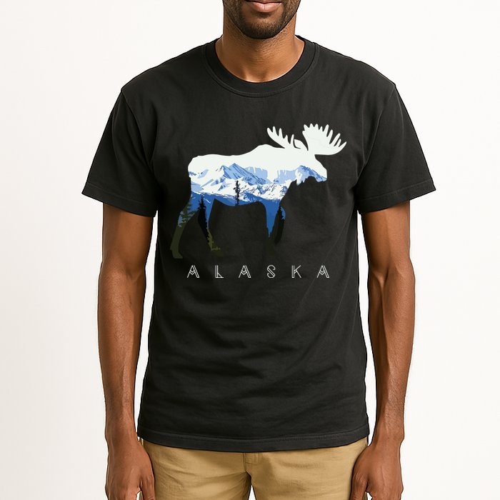 Alaska Day Moose Snowy Mountain Tall T-Shirt