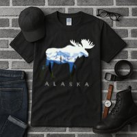 Alaska Day Moose Snowy Mountain Tall T-Shirt