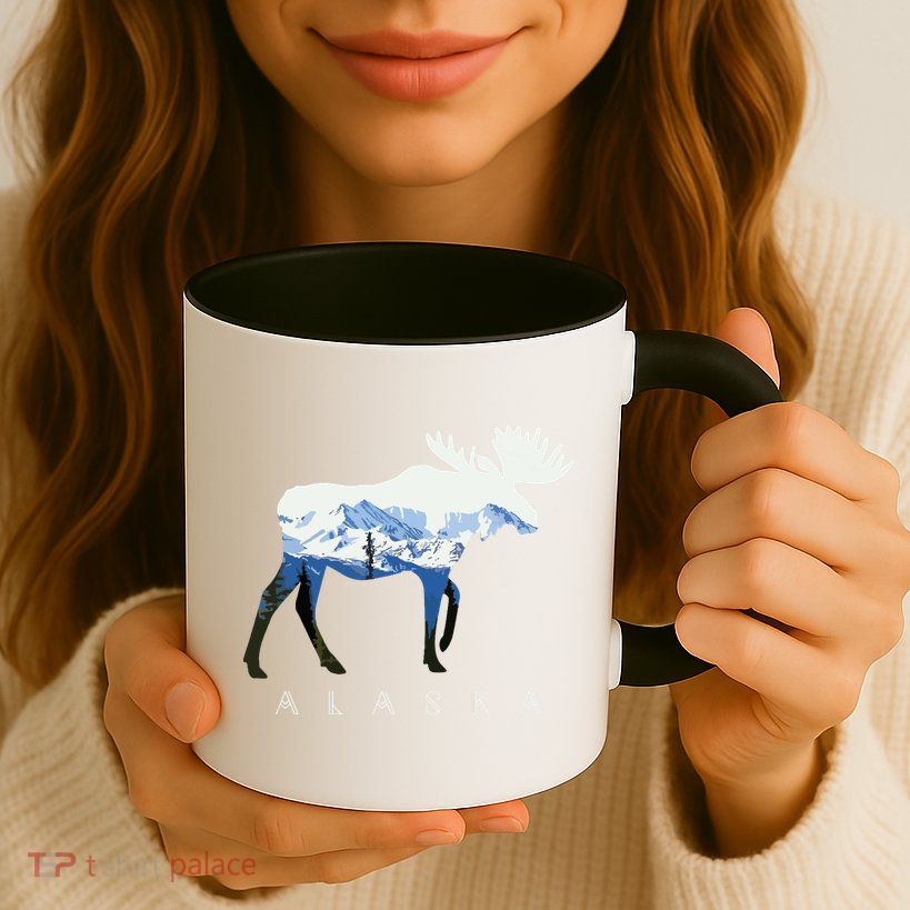 Alaska Day Moose Snowy Mountain Mug