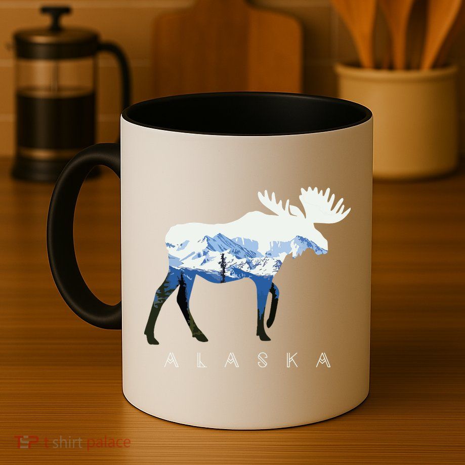 Alaska Day Moose Snowy Mountain Mug