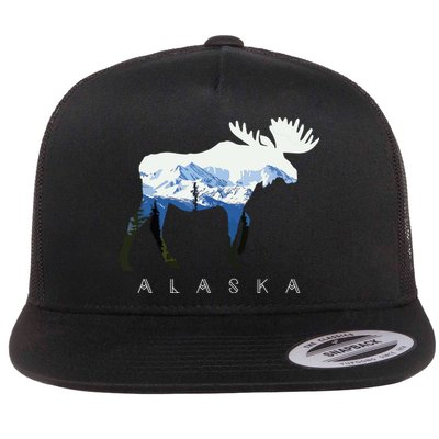 Alaska Day Moose Snowy Mountain Flatbill Hat