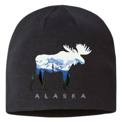 Alaska Day Moose Snowy Mountain Sustainable Beanie