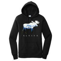Alaska Day Moose Snowy Mountain Women's Pullover Hoodie