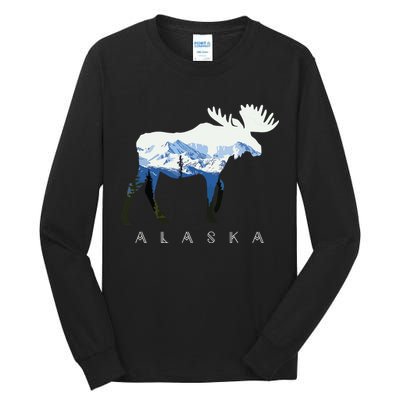 Alaska Day Moose Snowy Mountain Tall Long Sleeve T-Shirt
