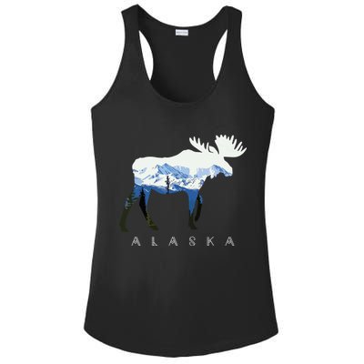 Alaska Day Moose Snowy Mountain Ladies PosiCharge Competitor Racerback Tank