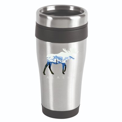 Alaska Day Moose Snowy Mountain 16oz Travel Tumbler