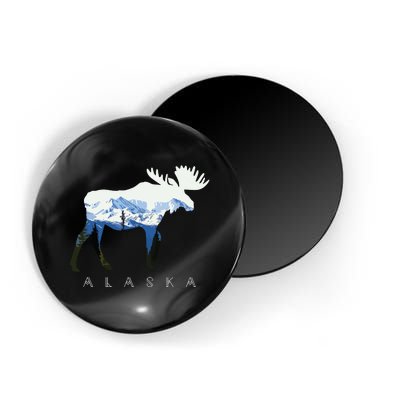 Alaska Day Moose Snowy Mountain Magnet