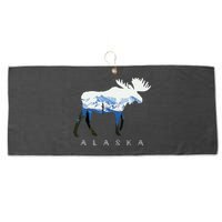 Alaska Day Moose Snowy Mountain Large Microfiber Waffle Golf Towel