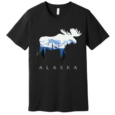 Alaska Day Moose Snowy Mountain Premium T-Shirt