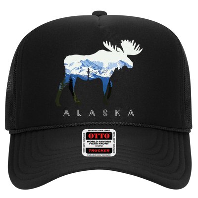 Alaska Day Moose Snowy Mountain Trucker Hat