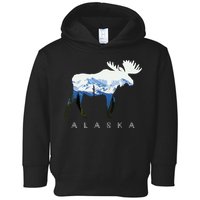 Alaska Day Moose Snowy Mountain Toddler Hoodie
