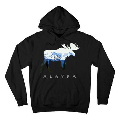 Alaska Day Moose Snowy Mountain Tall Hoodie