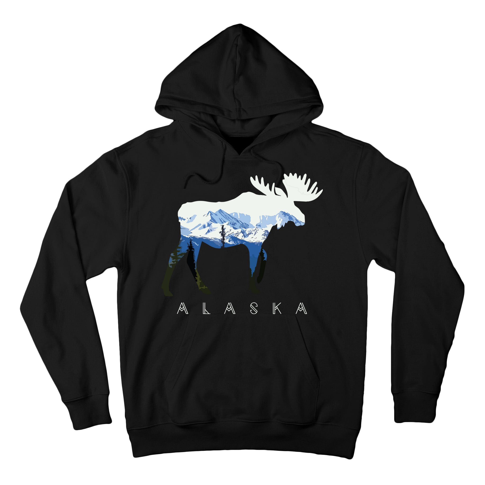 Alaska Day Moose Snowy Mountain Tall Hoodie