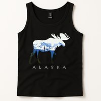 Alaska Day Moose Snowy Mountain Tank Top