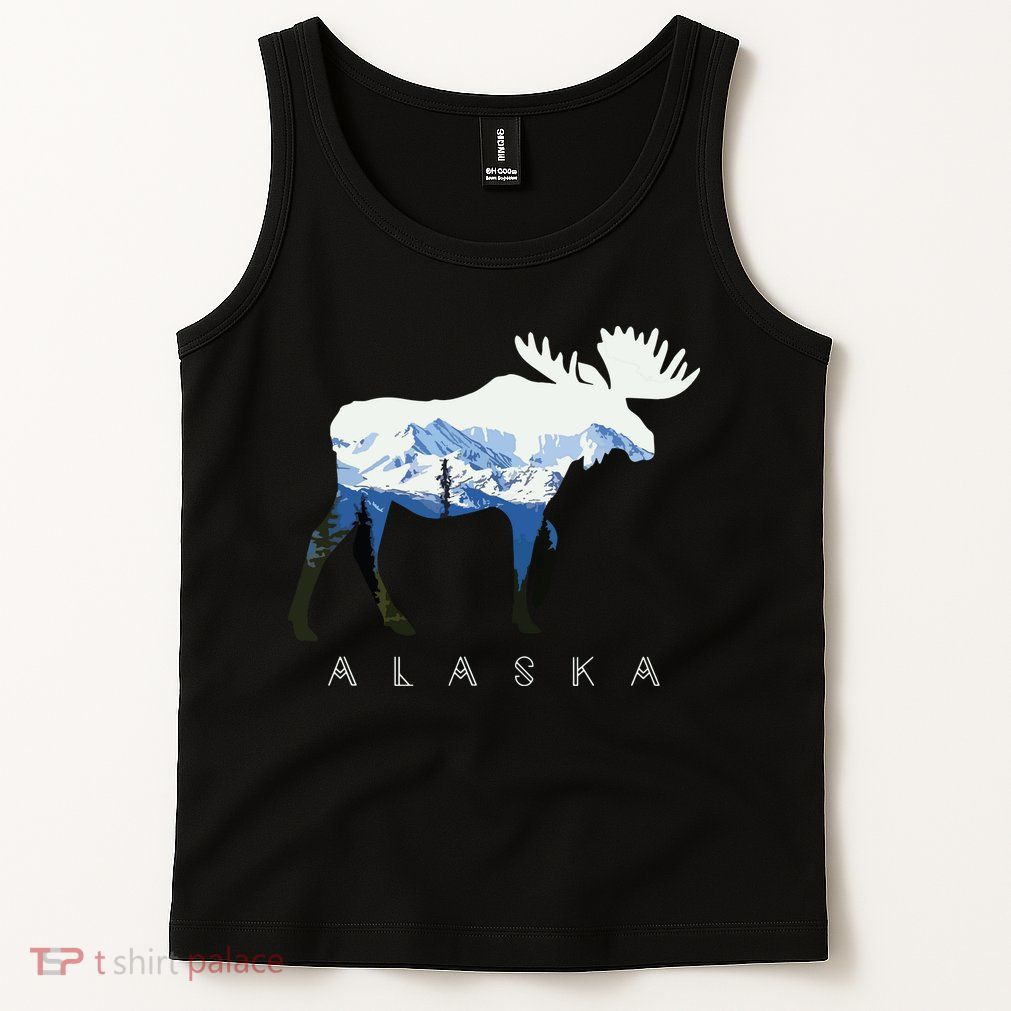 Alaska Day Moose Snowy Mountain Tank Top