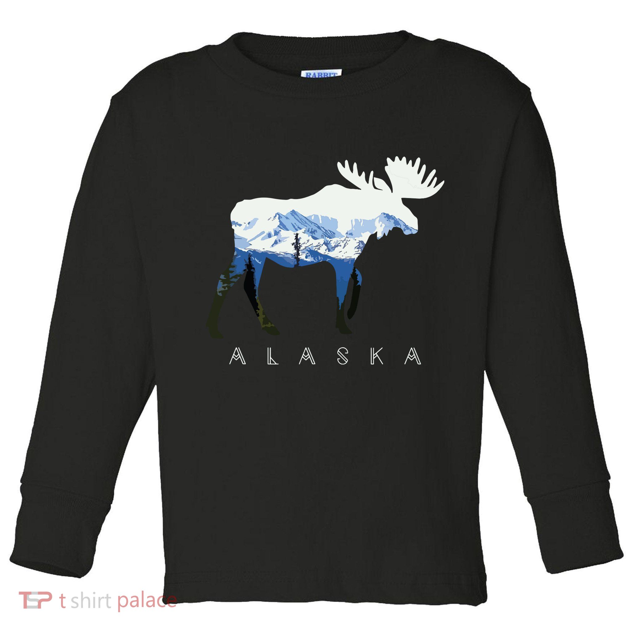 Alaska Day Moose Snowy Mountain Toddler Long Sleeve Shirt